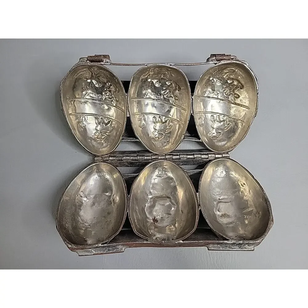 Antique Metal Hinged Chocolate Mold 3 Easter Egg